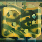 Benedict Rubbra, Landscape with opening seed pod, 55 x 65 cm, Oil on canvas, 1990