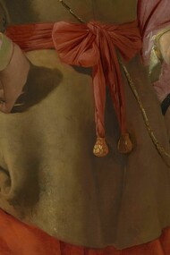 Detalle de La Buenaventura (c. 1630), donde Georges de La Tour captura el momento exacto en que un joven es sutilmente robado por un grupo de carteristas