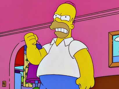 Homer en uno de sus tan frecuentes como breves momentos de encolerizameinto