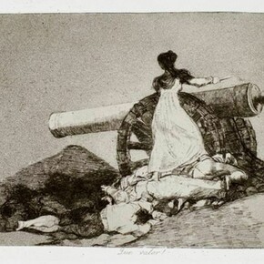 Francisco Goya. Que valor! (What Courage!) from The Disasters of War, ca. 1811–12 (1st edition, printed 1863). Etching, aquatint, drypoint, burin, and burnisher, 6 1/8x 8 1/4 in. Pomona College Museum of Art, Gift of Mr. Norton Simon, P74.71