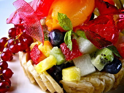 Madeira. Postre con frutas de la isla