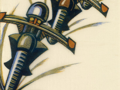 Speedway By Sybil Andrews. Image Courtesy of Osborne Samuel gallery