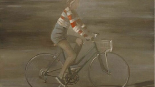 Mark Shetabi, Girl on a Bicycle, 2013, oil on linen mounted on panel, 20 x 25 inches