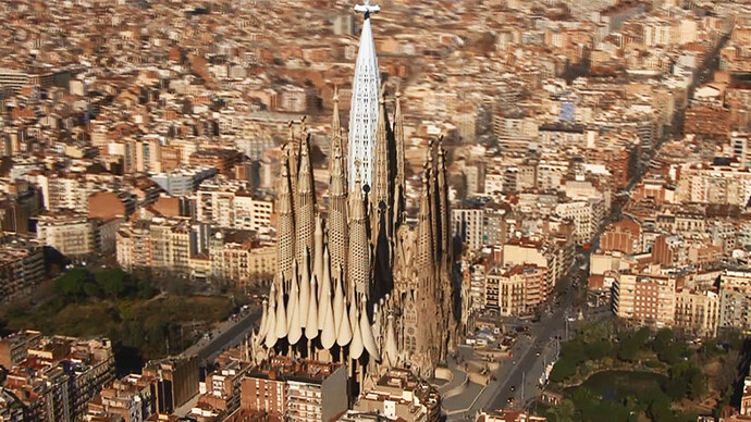 La Sagrada Familia. 2026, vista en 3D. Barcelona, España