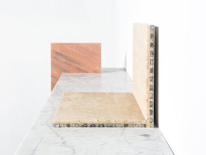 Robert Stadler, Cut_Paste #3, 2013, marble, aluminium, h31.5 l120 w32 cm / h12.4 l47.2 w12.5 in, limited edition of 8 + 4 ap, Courtesy Carpenters Workshop Gallery 
