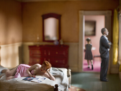 Richard Tuschman, Pink Bedroom (Family), 2013, Archival pigment print, 24 x 35 in, Edition of 6, Copyright Richard Tuschman, Courtesy Kopeikin Gallery