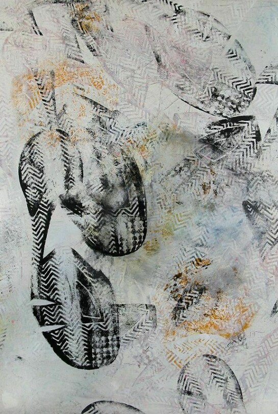 Neil Rumming, Manoeuvres-3, 2012, acrylic, relief ink on canvas, 71 x 59 in (180 x 150 cm)