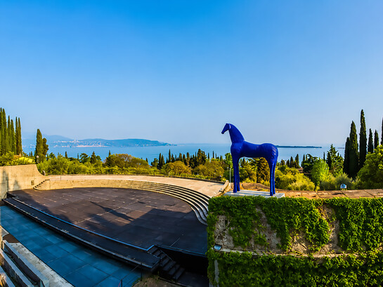 The Amphitheatre in the garden of Vittoriale degli italiani, located in Gardone Riviera at Lake Garda, Italy