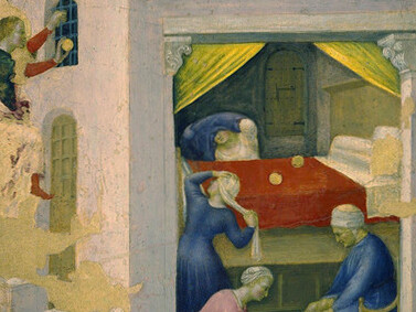 Gentile da Fabriano- Escena de la vida de San Nicolás en el políptico Quaratesi