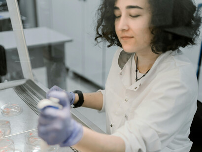 A scientist at her work station