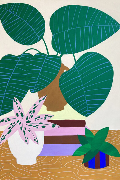 HelloMarine, Vert. Acrylic on canvas, 23.6” x 31.4”. Courtesy of Legion Projects