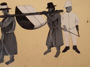 L'art de la peinture guinéenne montrant les hommes pendant la colonisation