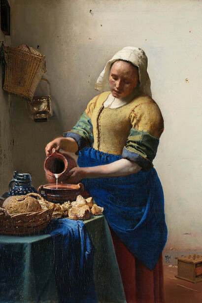 “Girl with the red hat” with Johannes Vermeer The Milkmaid 1658