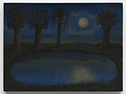 Paula Siebra, Lua na lagoa, 2023, oil on canvas, 30x40 cm, 11 3/4x15 3/4 inches. Courtesy of the artist and Mendes Wood DM