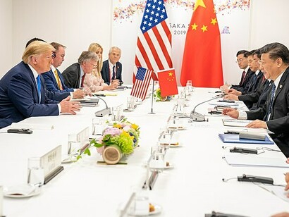 US President Donald J. Trump, joined by members of his delegation, meets with Xi Jinping, General Secretary of the Chinese Communist Party