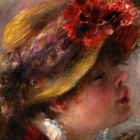 La donna che gioca col cane, particolare del viso