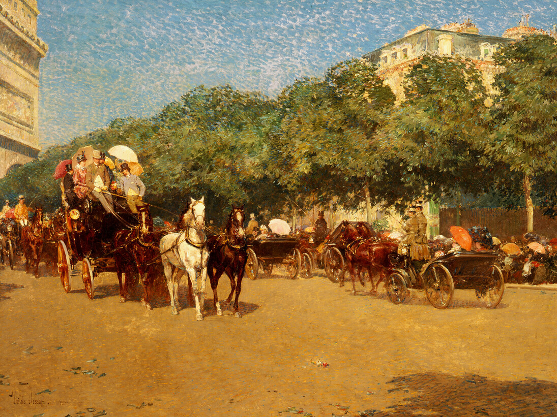 Childe Hassam, El día del Grand Prix, 1887, (Le Jour de Grand Prix), Óleo sobre lienzo. 91,4 x 121,9 cm. New Britain Museum of American Art, New Britain, Connecticut, Grace Judd Landers Fund