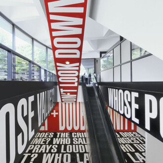 Barbara Kruger, Belief+doubt, exhibition view. Courtesy of Hirshhorn Museum and Sculpture Garden