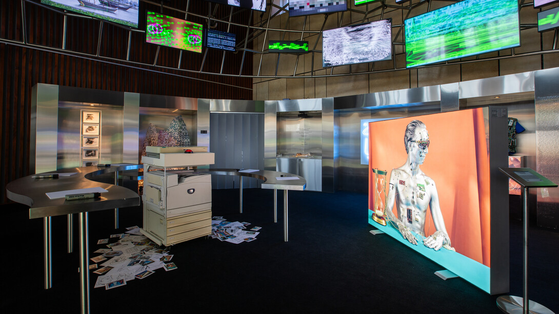 Various artists, Ai or nay? Artificial vs. intelligent, exhibition view. Courtesy of Media Majlis Museum