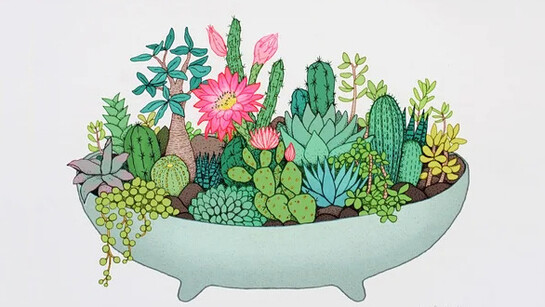 Annie Davidson, Summer cactus pot (detail). Courtesy of Linton and Kay