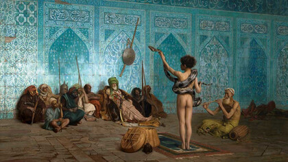 The Snake Charmer, circa 1879, an iconic Orientalist painting by Jean-Léon Gérôme made famous by the cover of Edward Said’s 1978 book Orientalism