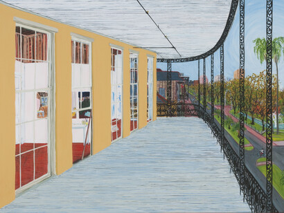 Sarah McEneaney, 1000 Rampart St NO, 2013, egg tempera on gessoed wood, 16 x 24 inches