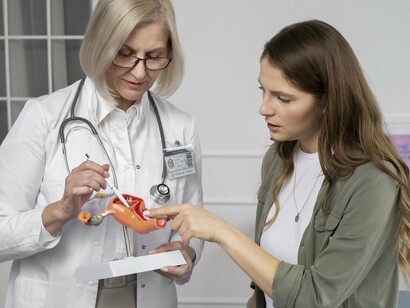 A woman listening closely during a medical explanation, symbolising the importance of awareness in managing chronic reproductive disorders