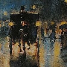 Lesser Ury, "Iluminación nocturna", óleo sobre lienzo, 1889