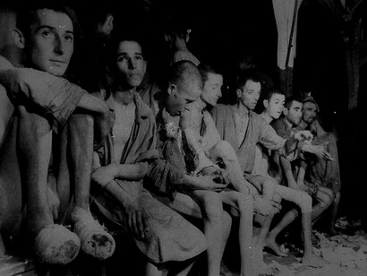 Jews in a concentration camp. Auschwitz concentration camp, Oświęcim, Poland