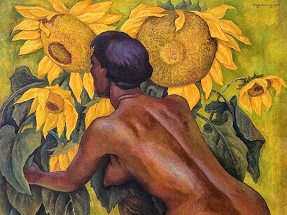 Diego Rivera; Desnudo con girasoles, 1946 (detalle)
