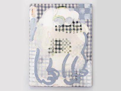 Miyuki Akiyama, DIY Picnic Blanket, 2023, oil on fabric, 24x18 inches. Courtesy of the artist and Ulterior Gallery