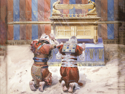 James Tissot, Moses and Joshua bowing before the Ark 