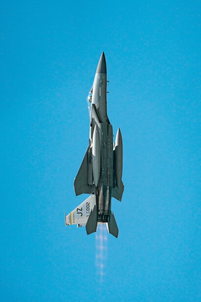 A powerful jet ascending into the sky, symbolising the dominance of military alliances in an era of geopolitical rivalry