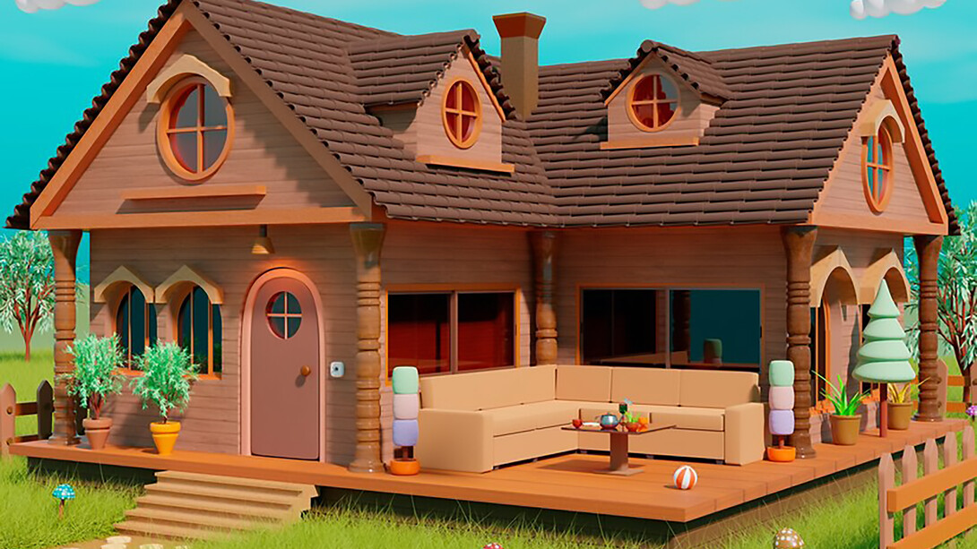 A Sims house set on a grassy landscape, showcasing the virtual world of The Sims