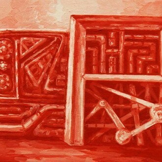 Roland Allmeyer, Machine, 2014, Oil on canvas, 12 x 16 in. (30.48 x 40.64 cm) Courtesy Marlborough Broome Street