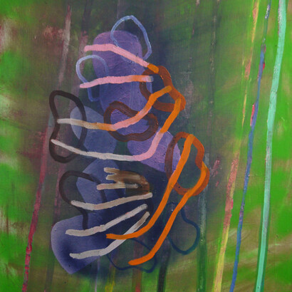 Codependent (detail), 24x20 inches, mixed media on linen on panel, 2023. Courtesy of the artist and Frosch&Co