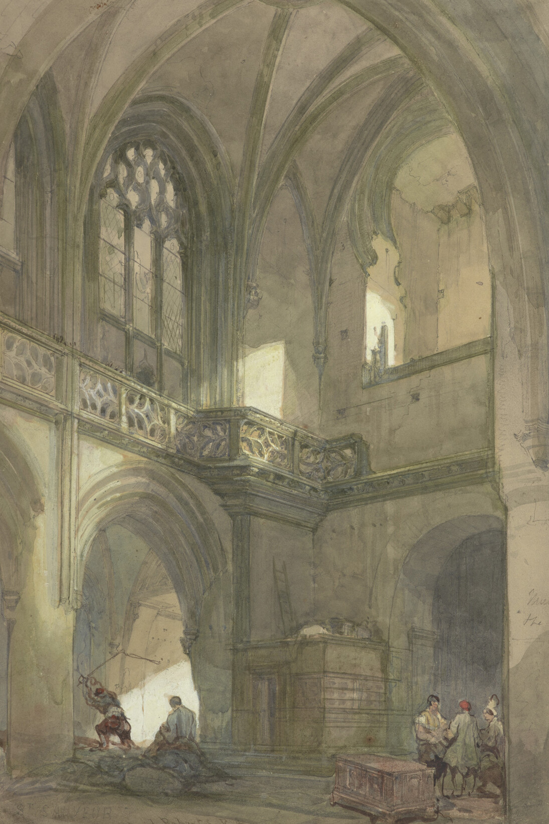 David Roberts, St. Sauveur, Caen 1828, Watercolour and gouache over pencil on paper, 33.02 x 17.78 cm, Scottish National Gallery collection. Miss Helen Guiterman Bequest, through the Art Fund, 2008