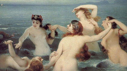 Charles Edouard Boutibonne. Sirene giocano nel mare, 1883