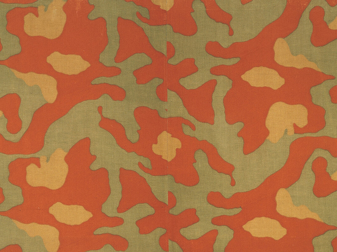 Alighiero Boetti, Mimetico, 1967, printed fabric on frame, 140 x 145 cm / 55.11 x 57.08 in, Courtesy Tornabuoni Art.