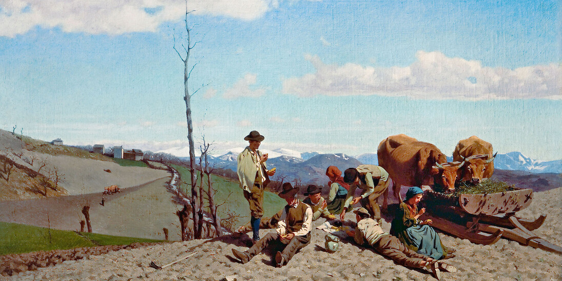 Stefano Bruzzi, Prime giornate di bel tempo, olio su tela 60,5 x 102 cm