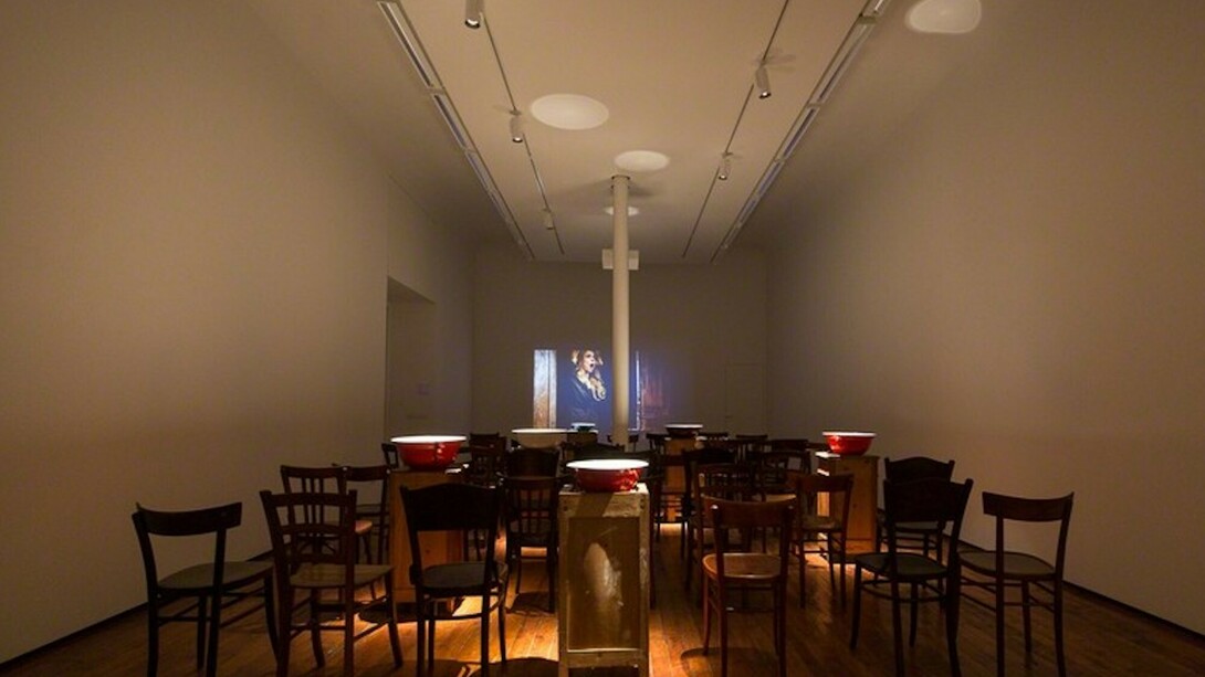 Jannis Kounellis, Theodoros Terzopoulos Die Hamletmaschine by Heiner Müller, Exhibition view, Photos by Lucrezia Roda. Courtesy of Galleria Fumagalli