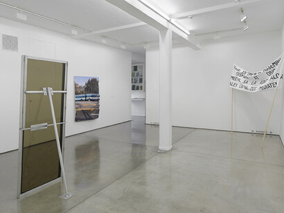 Gardar Eide Einarsson and Oscar Tuazon, Exhibition view. Courtesy of Maureen Paley