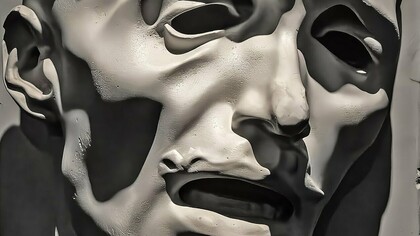 "Autoretrato (máscara de dolor)", escultura tallada en mármol, Adolfo Wildt, 1909