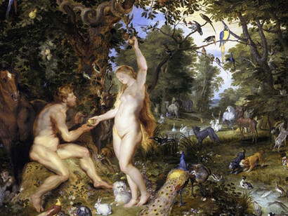 Dettaglio da J. Breughel e P. Rubens, "Il giardino dell'Eden" (1615)