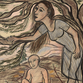 Eileen Cooper, Blessing, 2017, pastel and charcoal, 76.5 x 113cm, courtesy the artist