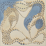 Kathleen Kucka, “Lit from Within”, 2018, burns and oil on canvas, 50 x 50 inches