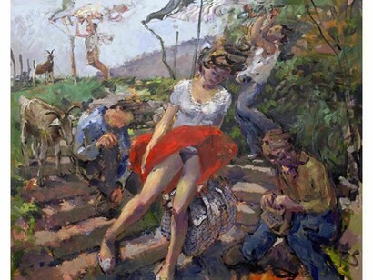 Restraint & The Stray Goat, 2014, Oil on Linen, 140 x 170 cm, © Kevin Sinnott, courtesy of Flowers Gallery