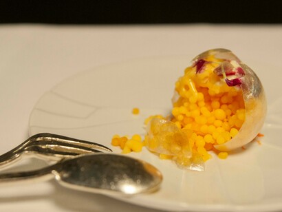 Cromatismo naranja. Postre de Jordi Roca. Foto: Thalía Olszewski Ibáñez