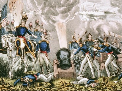 El sitio de Veracruz, México, en marzo de 1847, durante la primera intervención estadounidense. John Cameron, c.1847
