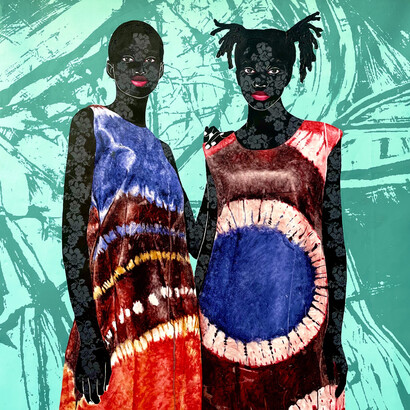 Victor Olaoye, Untitled, acrylic and dyes on canvas, 60x40 inches. Courtesy of GR Gallery